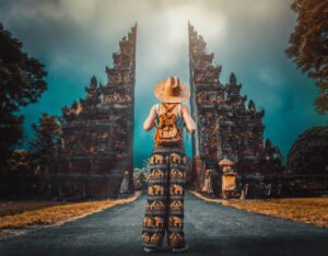 Tour package Bali family trips bali_0017_woman-with-backpack-walking-at-big-entrance-gate-i-2023-11-27-05-28-59-utc-scal
